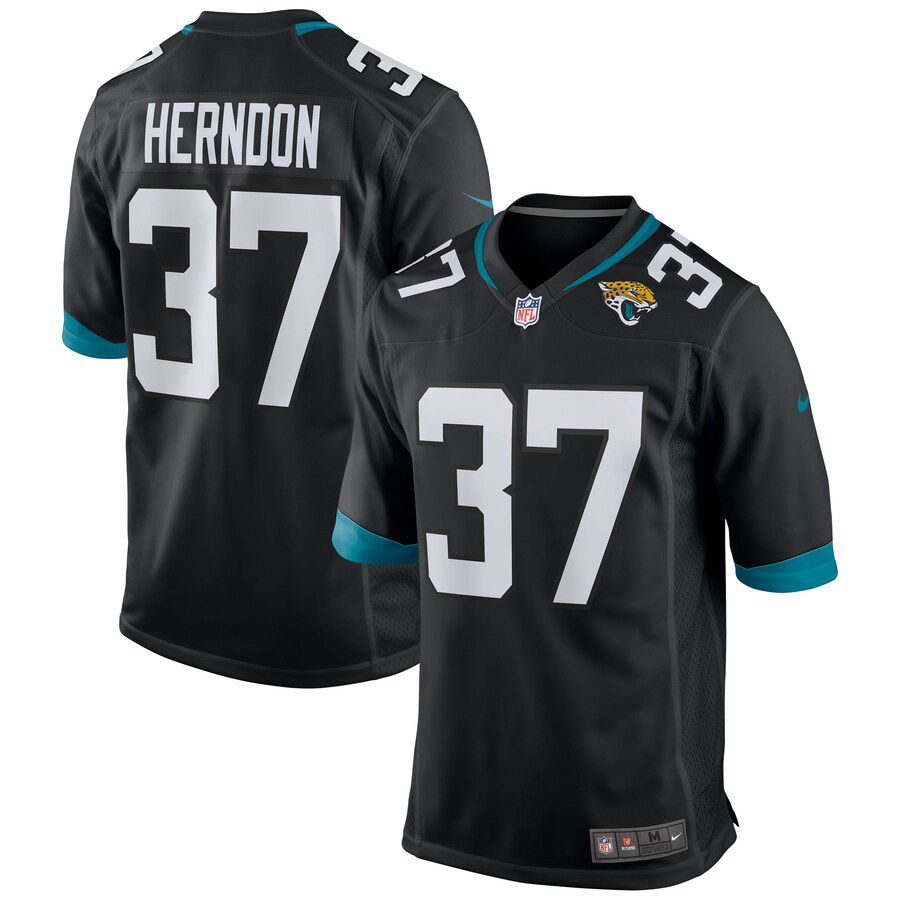 Men Jacksonville Jaguars #37 Tre Herndon Nike Black Game NFL Jersey